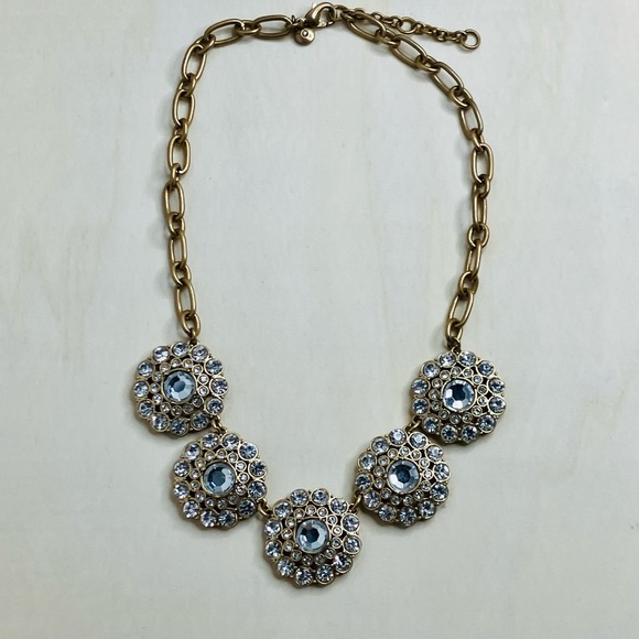 Designer J. Crew Gold Tone Crystal Rhinestone statement necklace ✨✨ - Picture 7 of 7